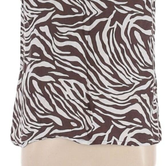 Chico's 100% Linen Zebra Striped Tank Top Brown White Animal Print Size 3 - Picture 5 of 9
